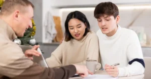 Couple meeting with agent