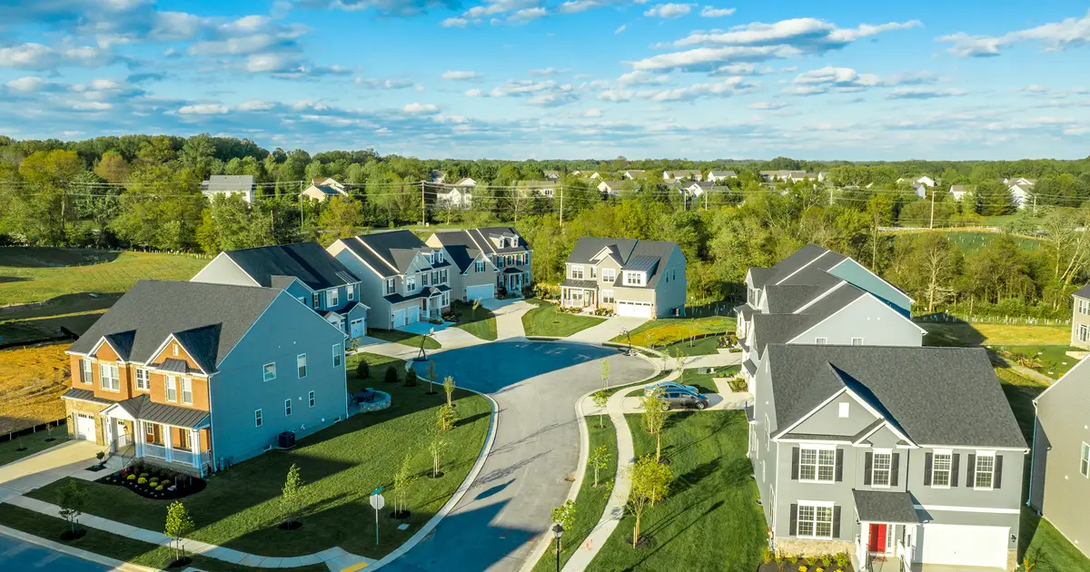 Birds Eye View Over Neighborhood
