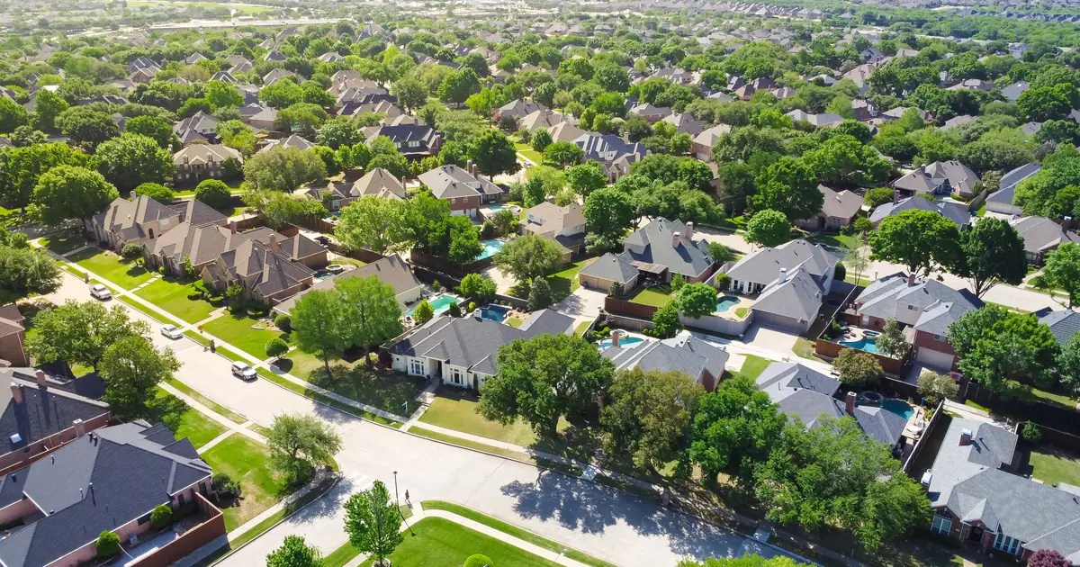 overhead view of homes