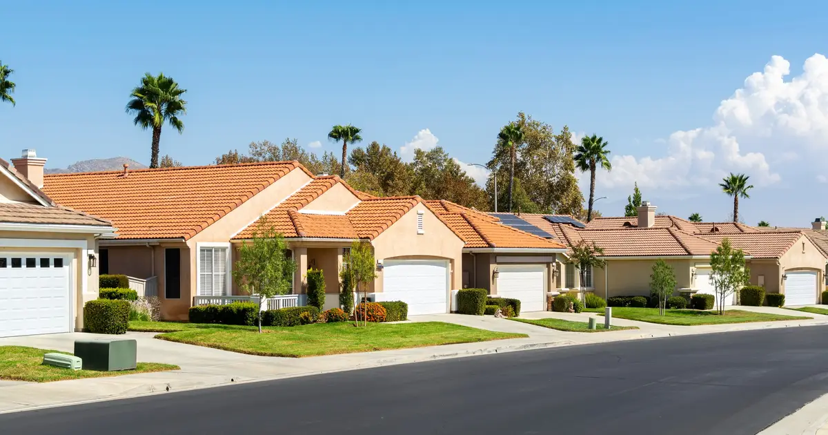 row of homes on sunny day