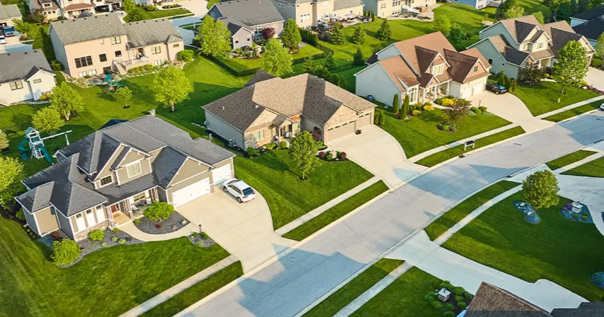 overhead view of houses